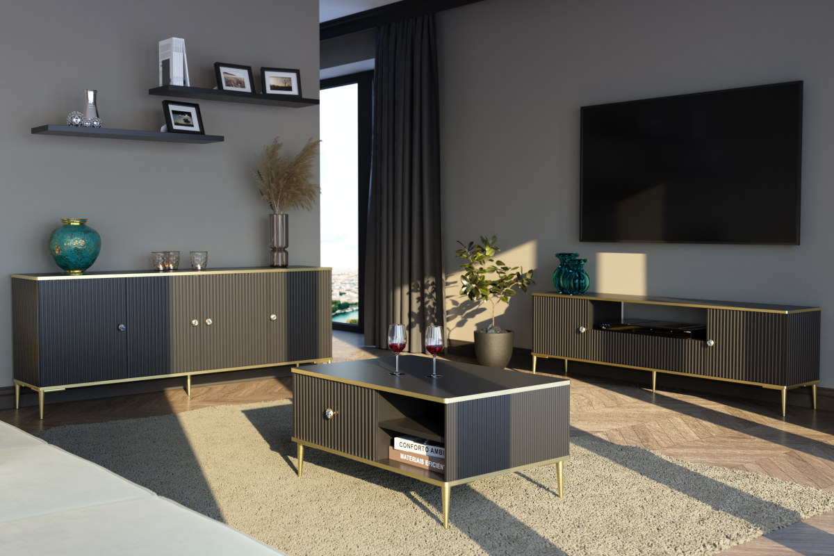 Komoda RTV Petra 182 4D czarny mat