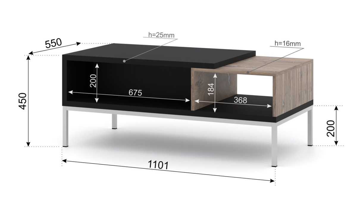 Stolik kawowy Toledo 110x55 dąb flagstaff
