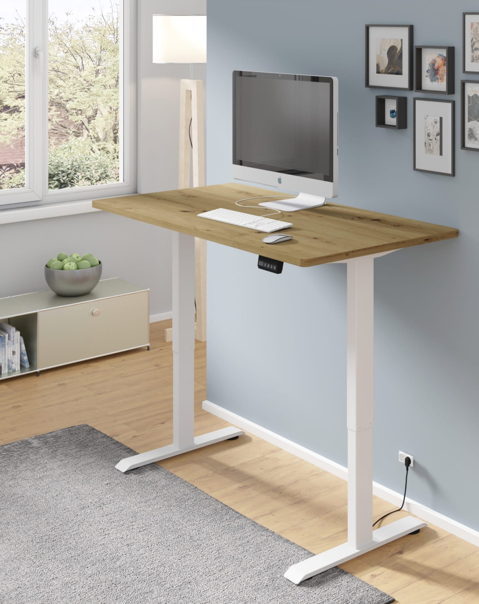 Biurko elektryczne z regulacją BIMotion 120x65 biały/dąb artisan