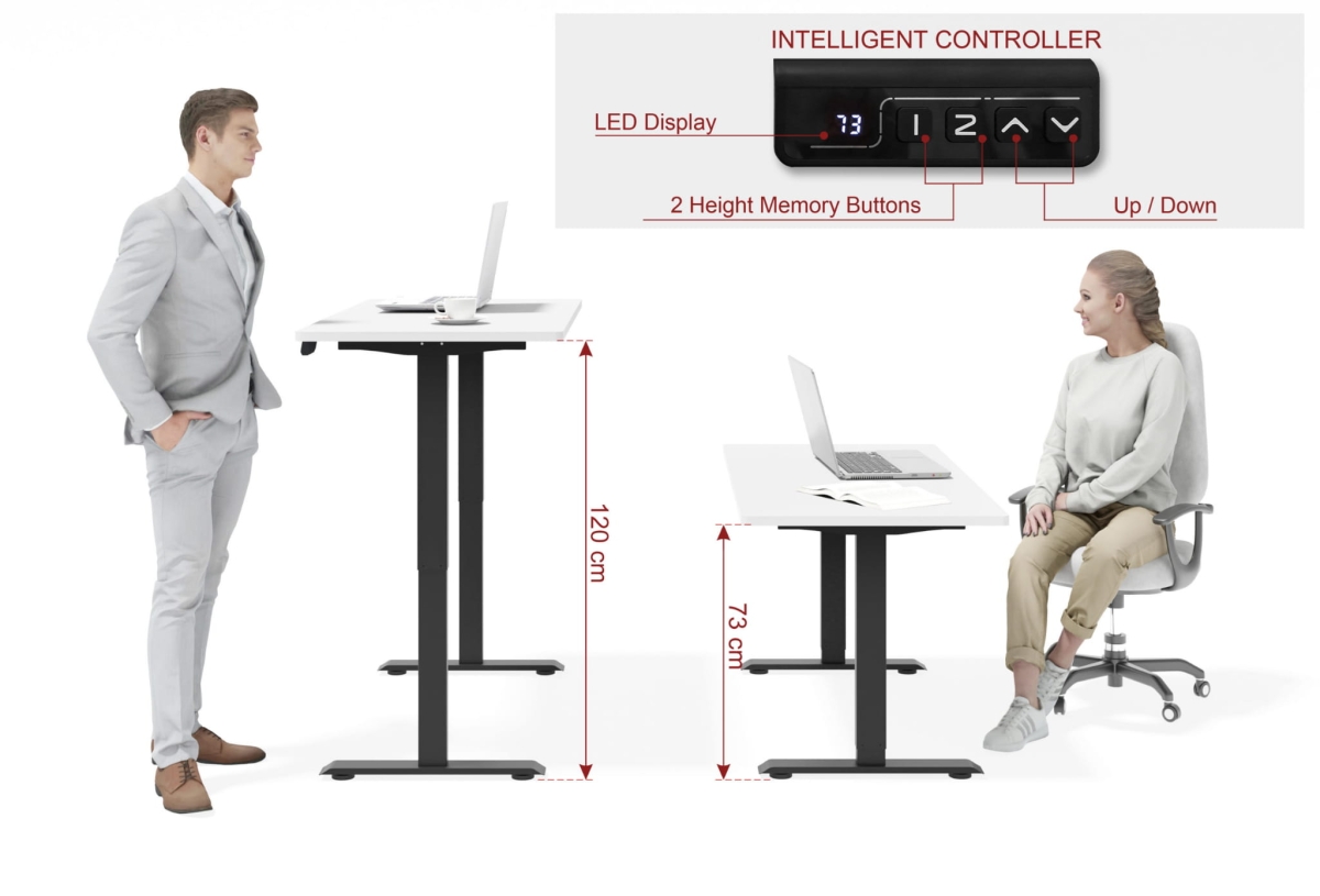 Biurko elektryczne z regulacją BIMotion 140x70 czarny/biały mat