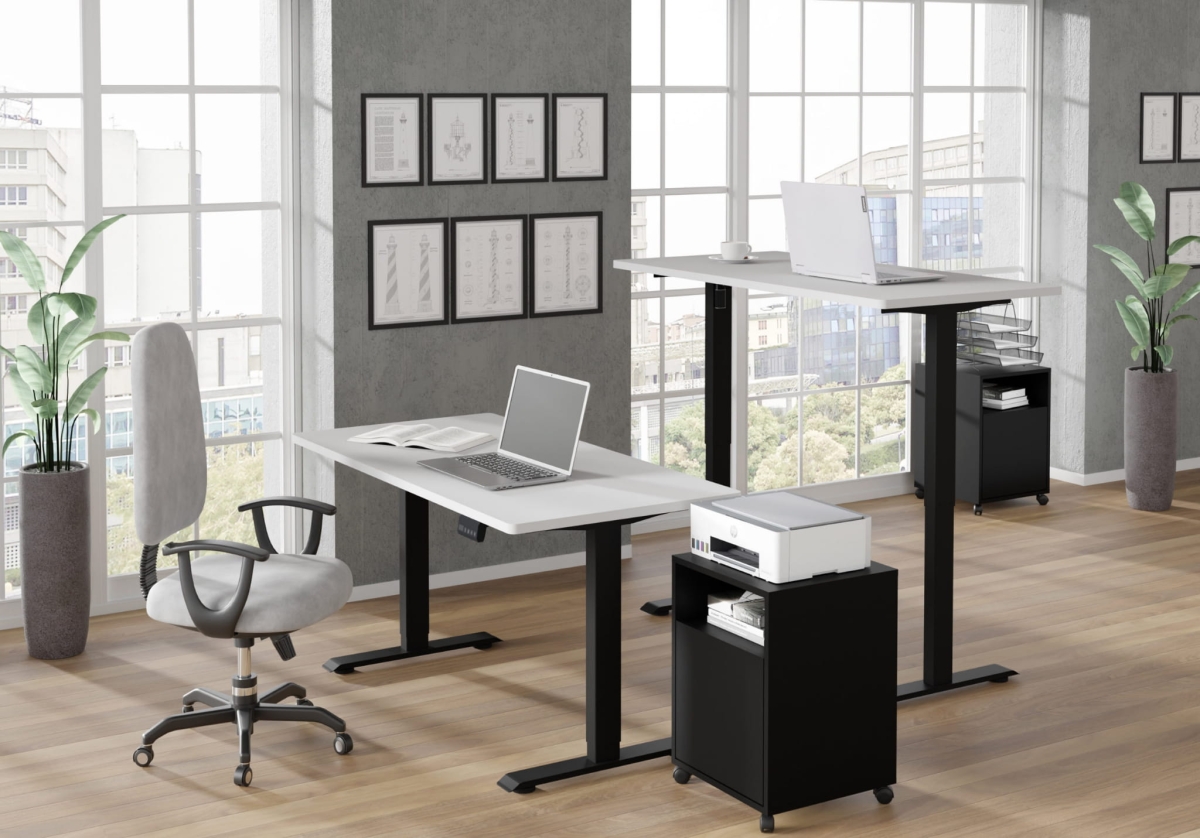 Biurko elektryczne z regulacją BIMotion 140x70 czarny/biały mat