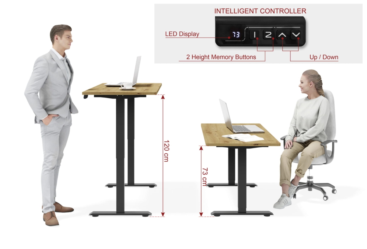 Biurko elektryczne z regulacją BIMotion 120x65 czarny/dąb artisan
