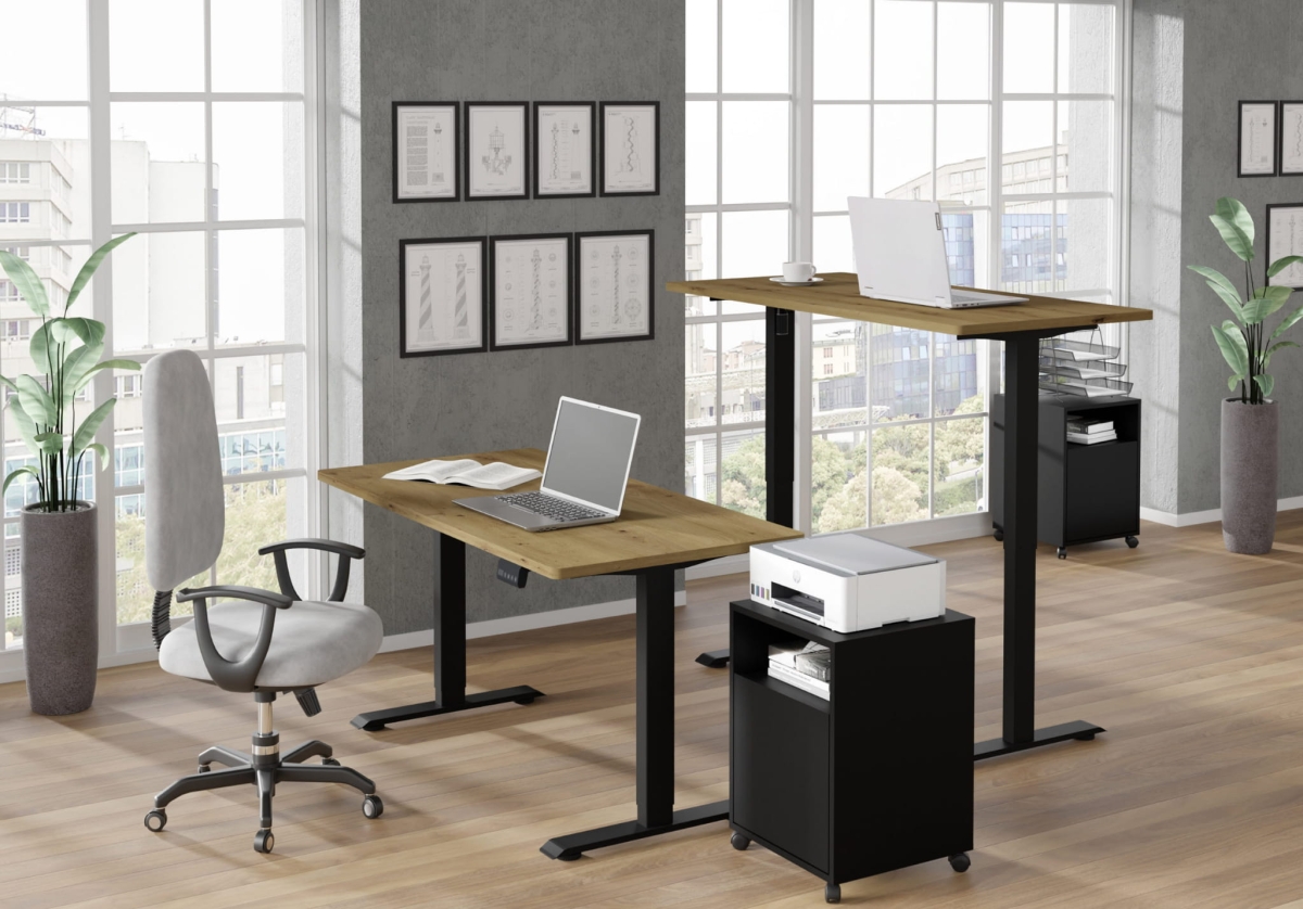 Biurko elektryczne z regulacją BIMotion 120x65 czarny/dąb artisan