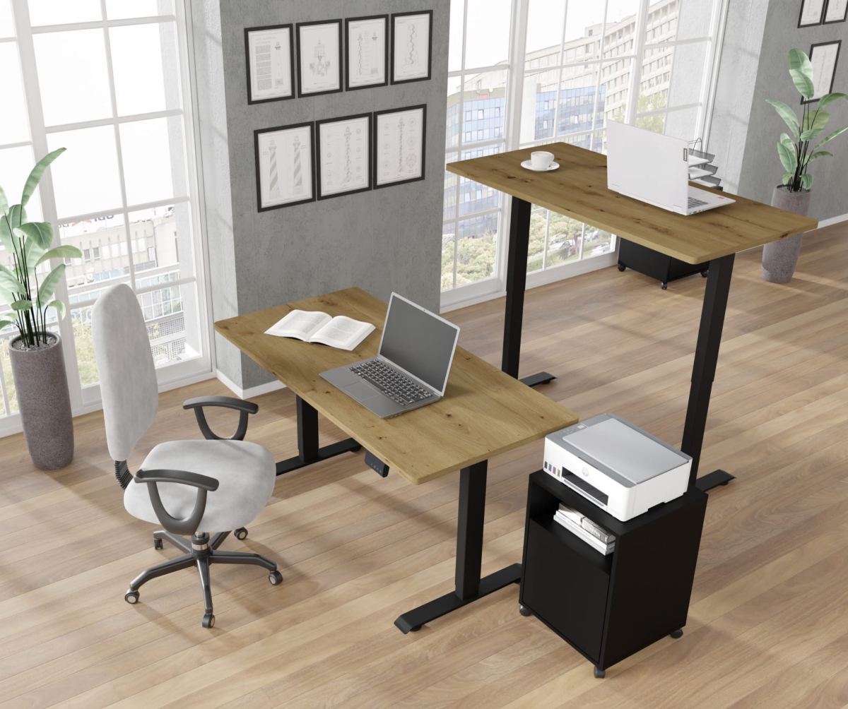 Biurko elektryczne z regulacją BIMotion 120x65 czarny/dąb artisan