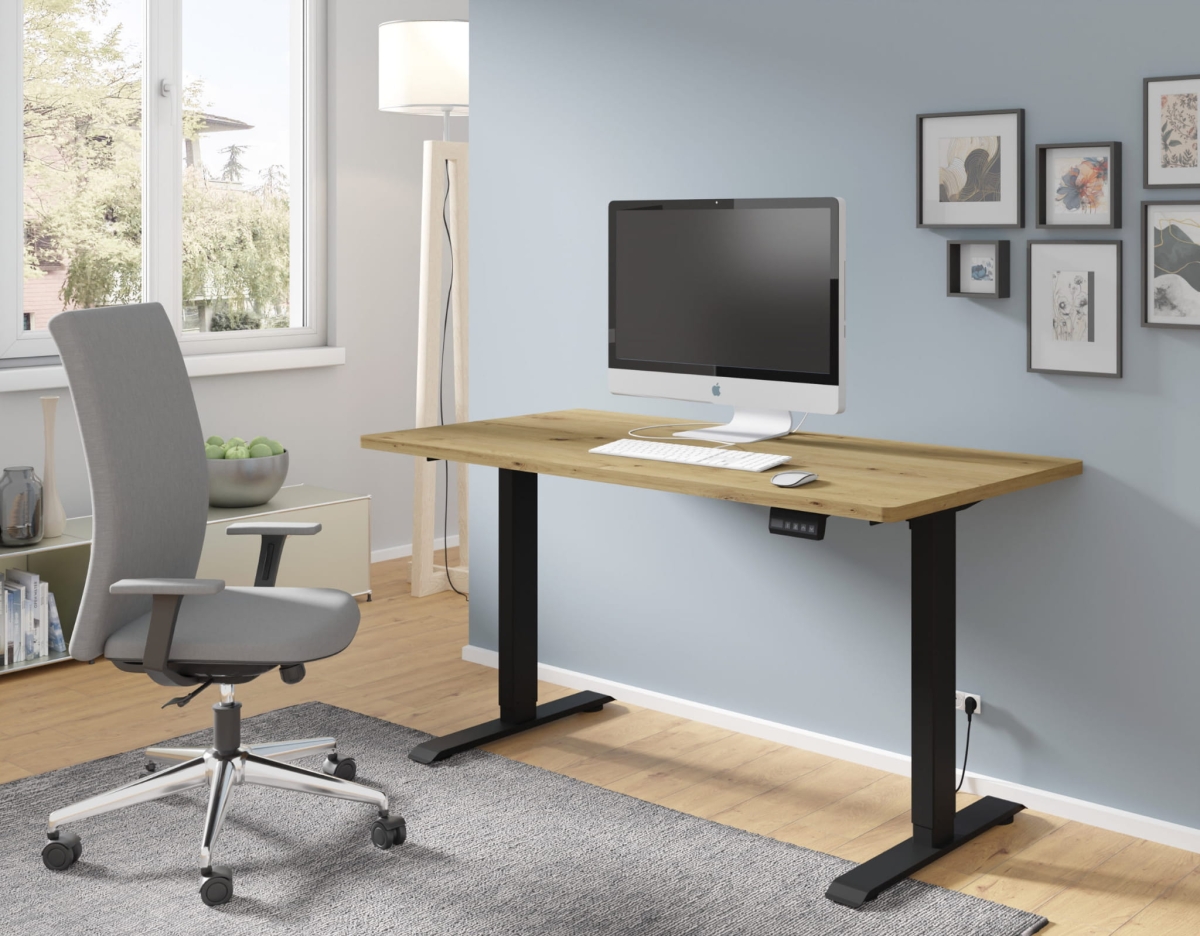 Biurko elektryczne z regulacją BIMotion 120x65 czarny/dąb artisan