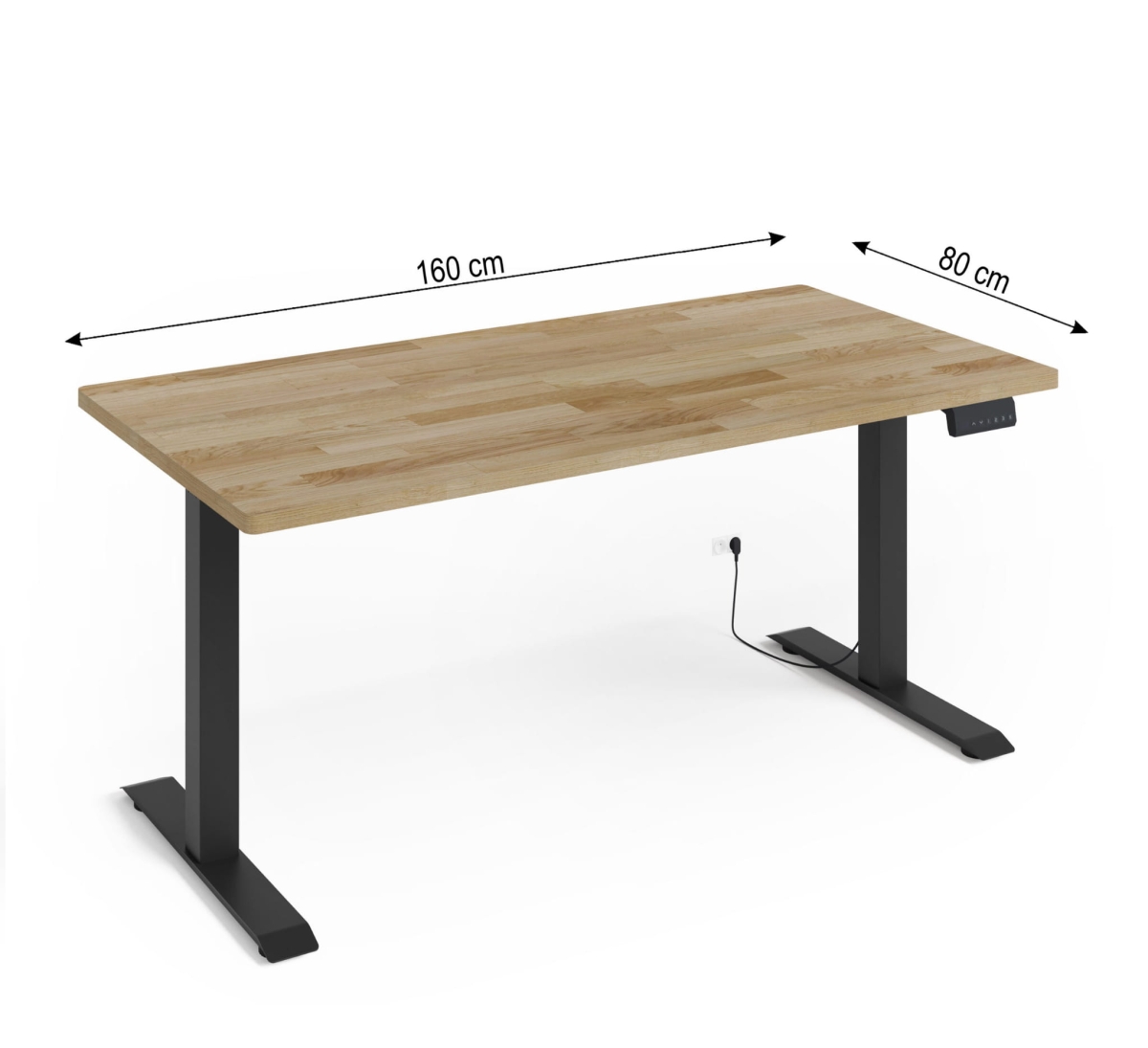 Biurko elektryczne BIMotion 2s 160x80 cm czarny/dąb naturalny