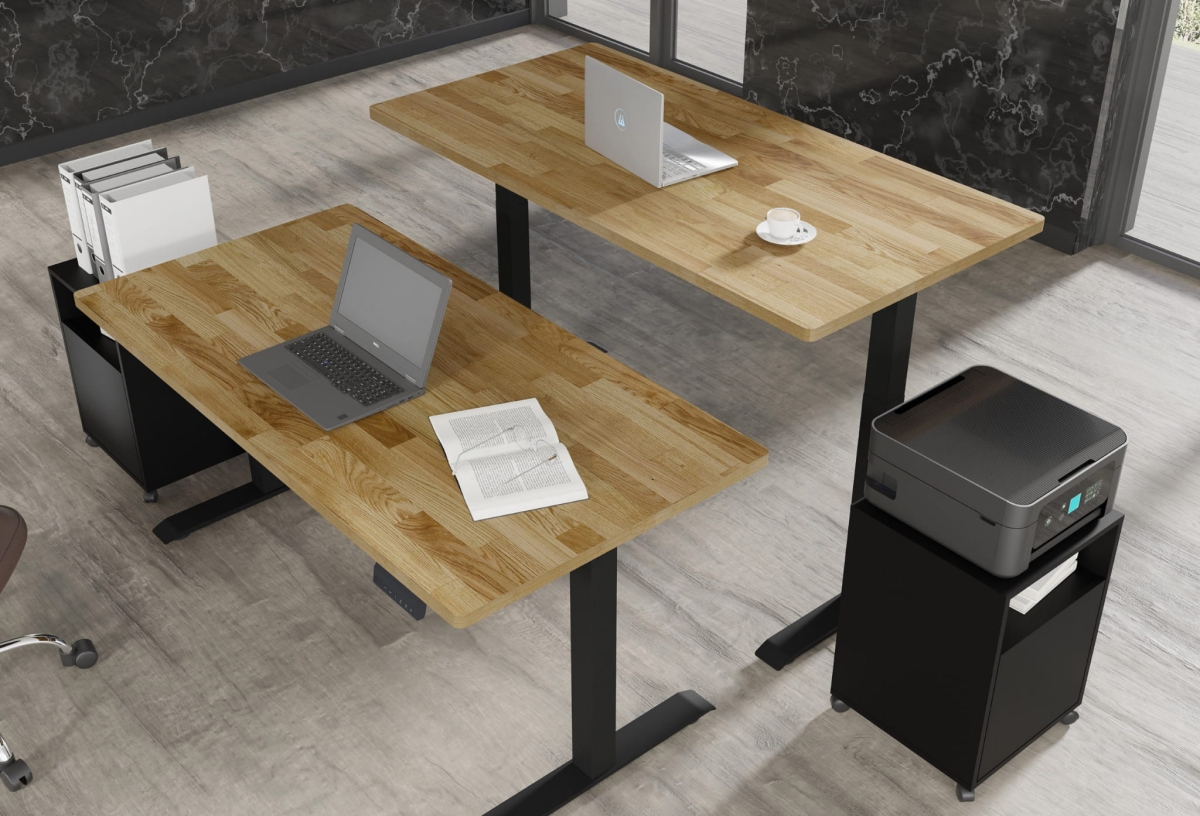 Biurko elektryczne BIMotion 2s 160x80 cm czarny/dąb naturalny