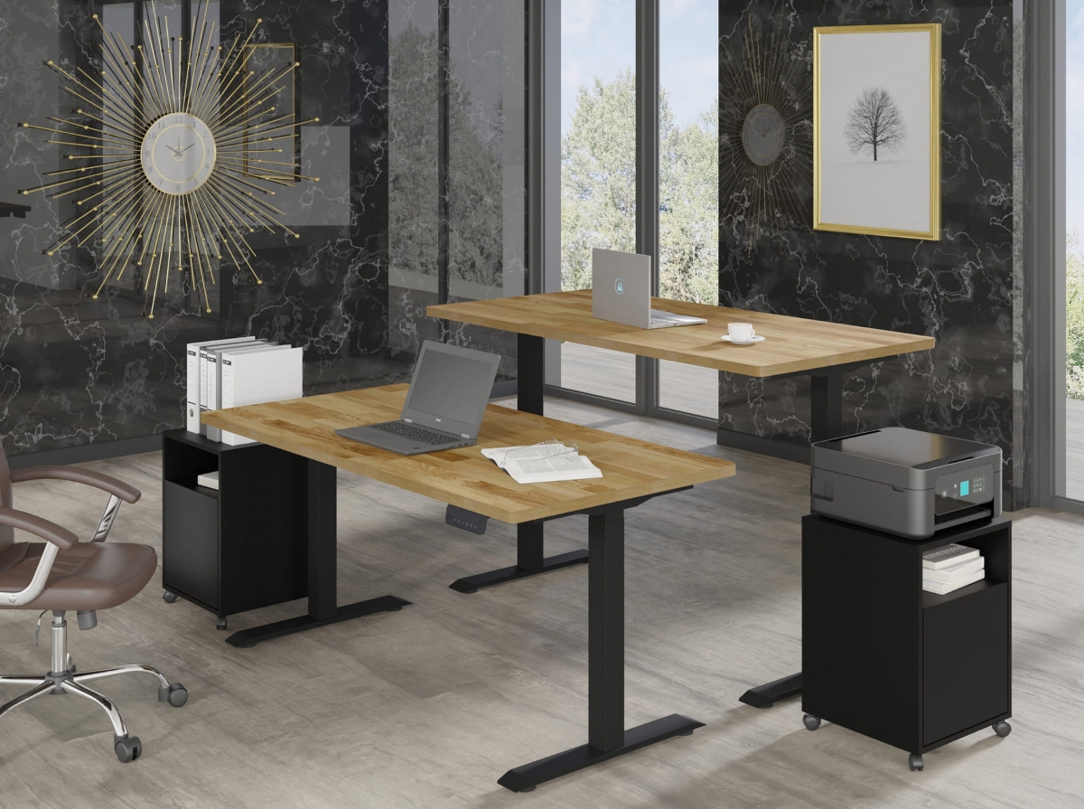 Biurko elektryczne BIMotion 2s 160x80 cm czarny/dąb naturalny