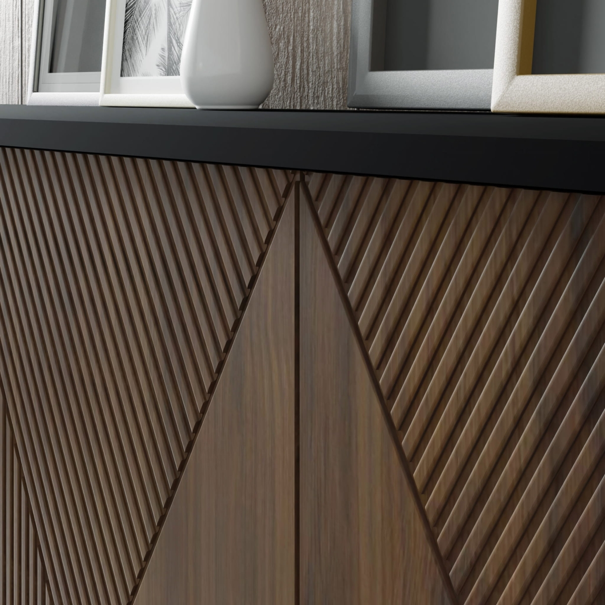 Komoda Woody IV 4D 180 czarny mat / dąb catania