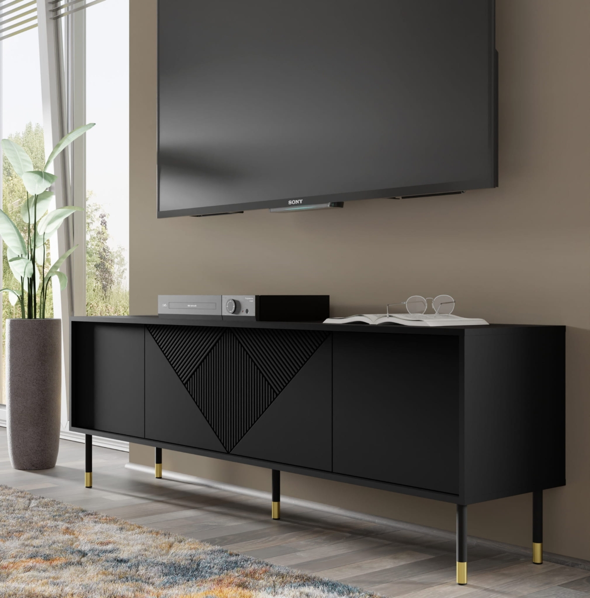 Szafka RTV Woody 4D 180 czarny mat