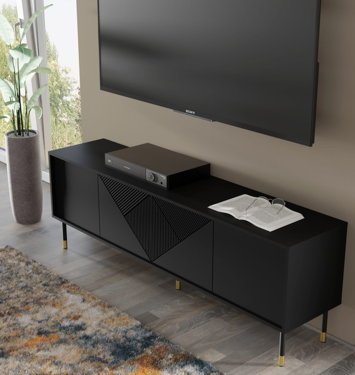 Szafka RTV Woody 4D 180 czarny mat