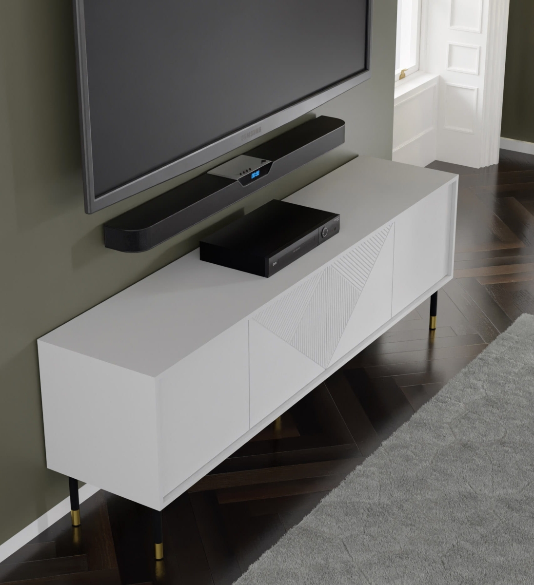 Szafka RTV Woody 4D 180 biały mat