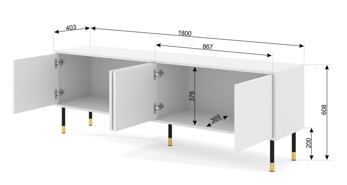 Szafka RTV Woody 4D 180 biały mat