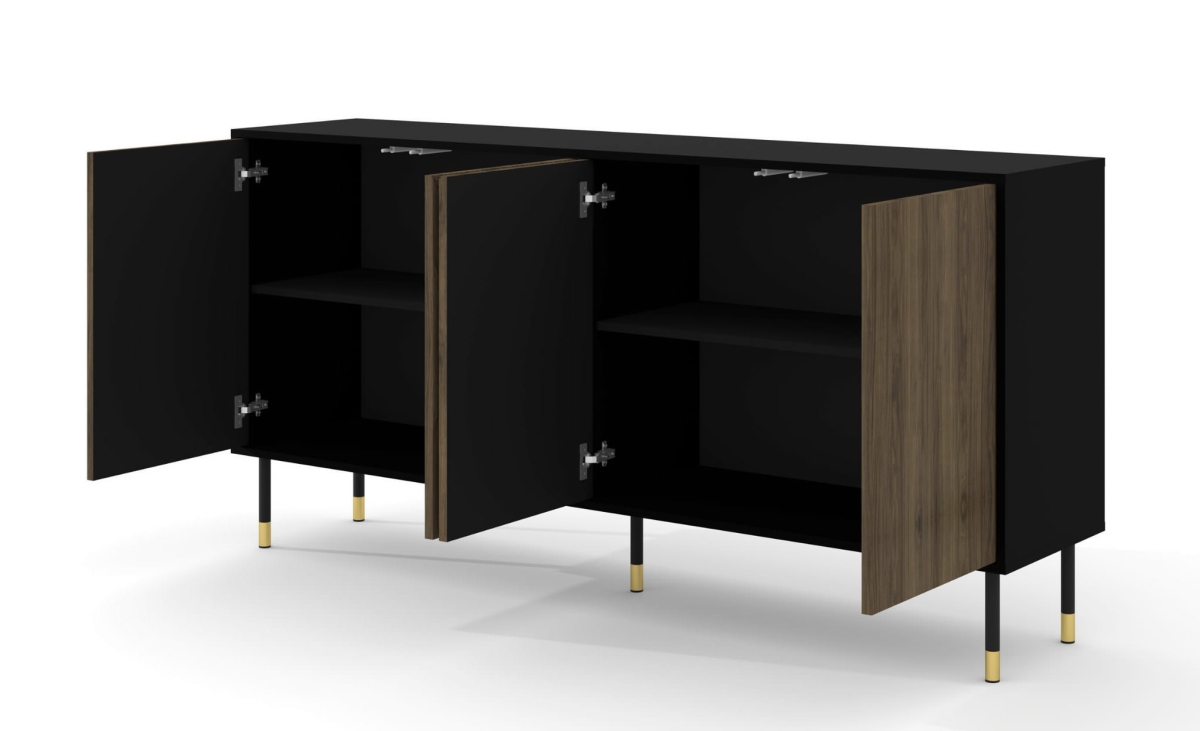 Komoda Woody 4D 180 czarny mat / orzech pacyfik