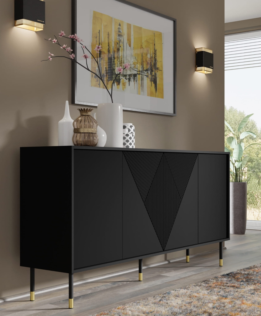 Komoda Woody 4D 180 czarny mat