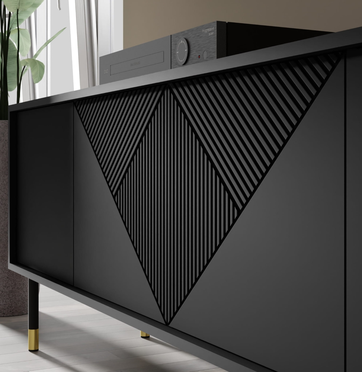 Komoda Woody 4D 180 czarny mat