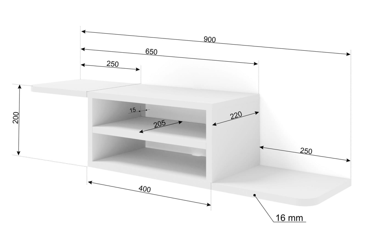 Półka pod telewizor wisząca Dedal 90 cm biały mat