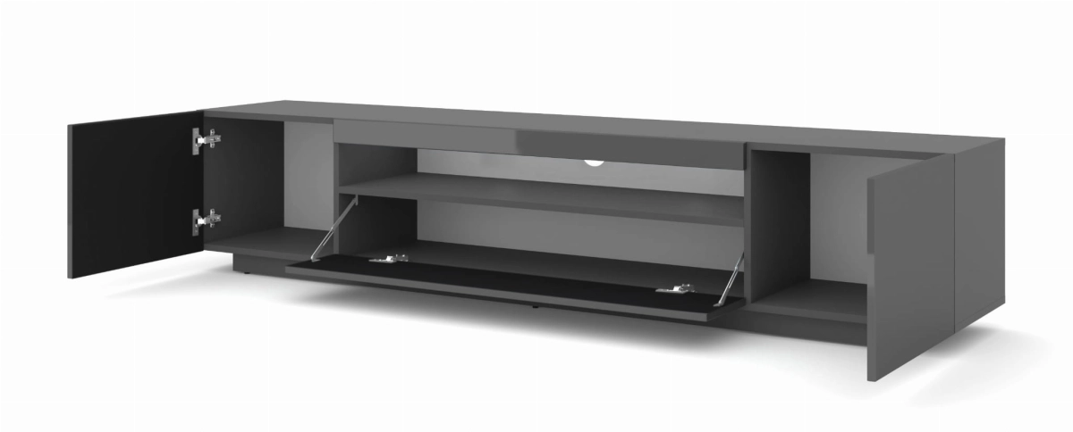 Szafka RTV Aura 200 cm uniwersalna wisząca stojąca czarny połysk
