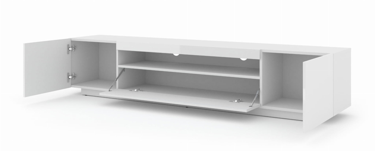 Szafka RTV Aura 200 cm uniwersalna wisząca stojąca biały połysk (*opcja LED)