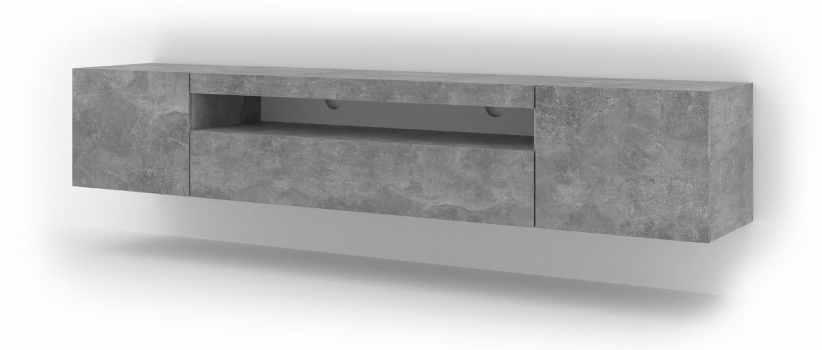 Szafka RTV Aura 200 cm uniwersalna wisząca stojąca beton (*opcja LED)