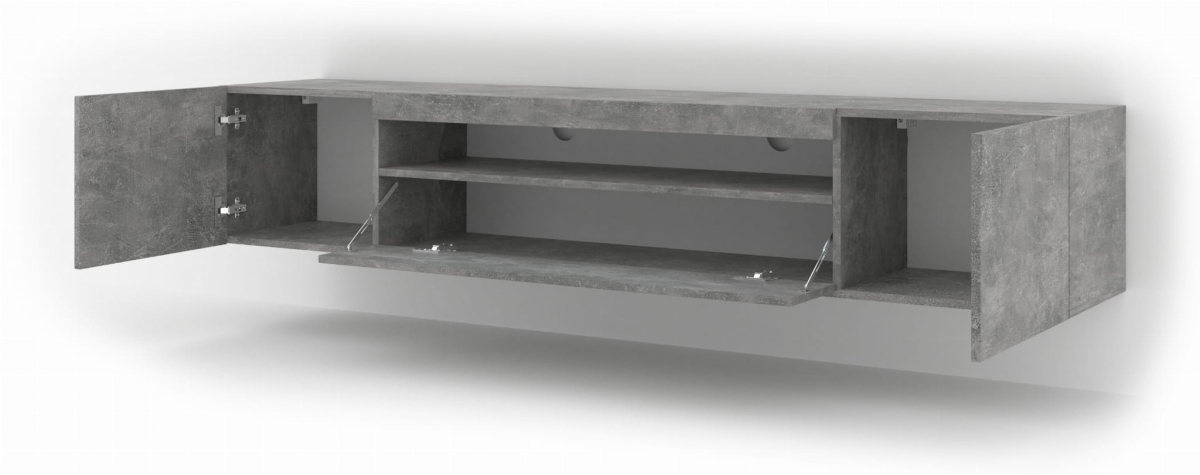 Szafka RTV Aura 200 cm uniwersalna wisząca stojąca beton (*opcja LED)