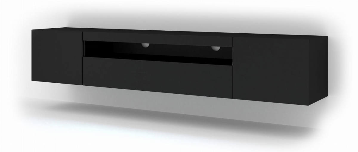 Szafka RTV Aura 200 cm uniwersalna wisząca stojąca czarny mat (*opcja LED)