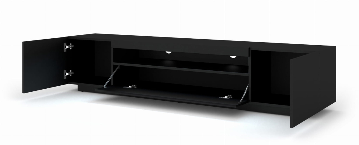 Szafka RTV Aura 200 cm uniwersalna wisząca stojąca czarny mat (*opcja LED)