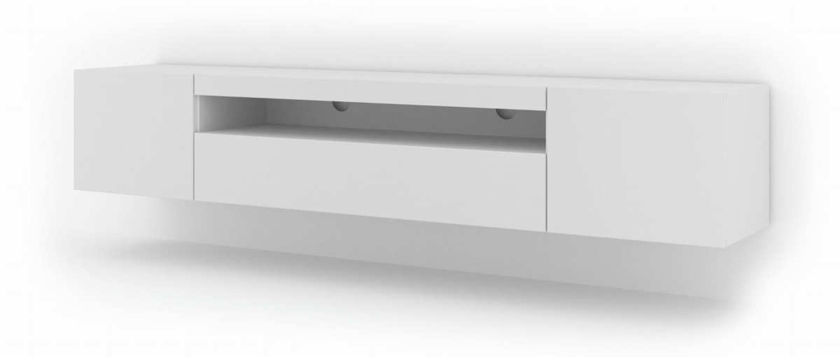 Szafka RTV Aura 200 cm uniwersalna wisząca stojąca biały mat (*opcja LED)