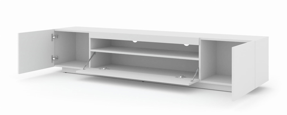 Szafka RTV Aura 200 cm uniwersalna wisząca stojąca biały mat (*opcja LED)