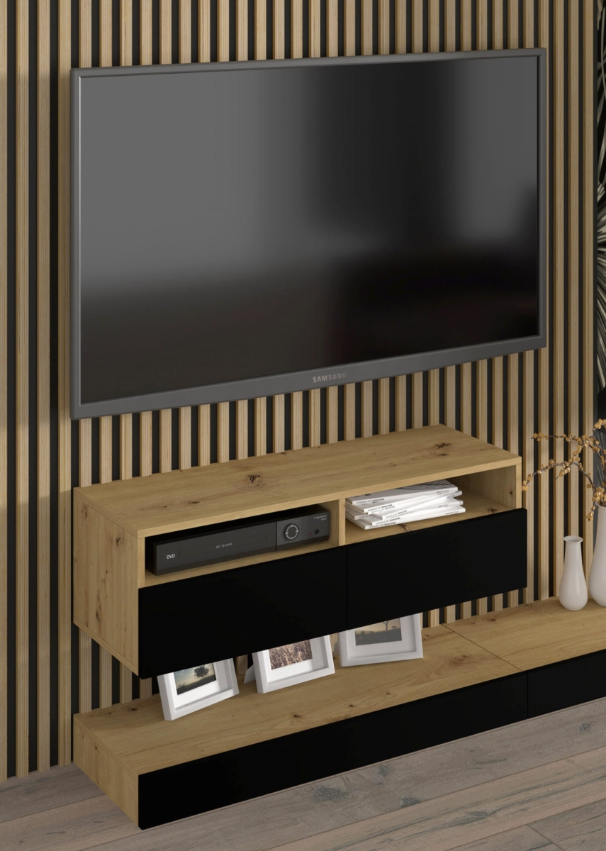 Szafka RTV DUO 100 dąb artisan czarny mat